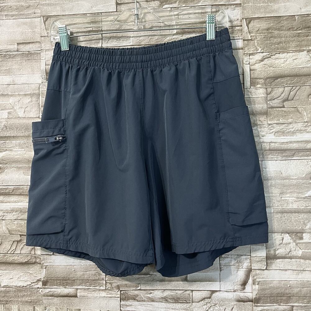 Apana Athletic Women's Shorts Blue Elastic Waist Size Medium Pockets Yoga Gym